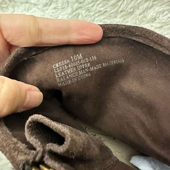 Latigo Brown Cressa Suede Ankle Boots Suede,‎ Side Zip Ruched Studded size 10M - Picture 8 of 9